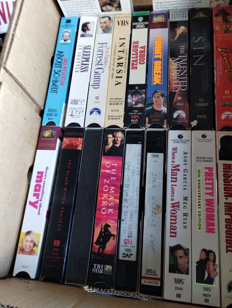 36 VHS Tapes Of Hit Movies & WWF Wrestling