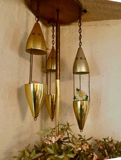 Mid-Century Brass Cascade Pendant Chandelier
