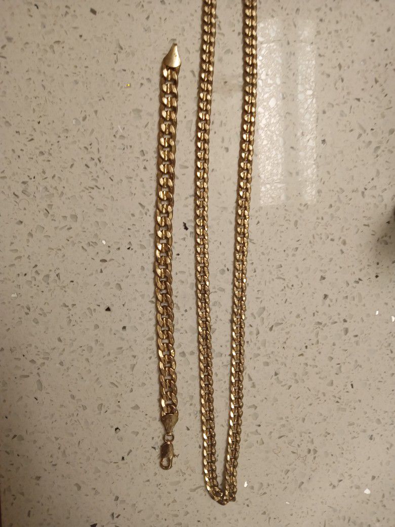 18k Gold Chain And Bracelet 