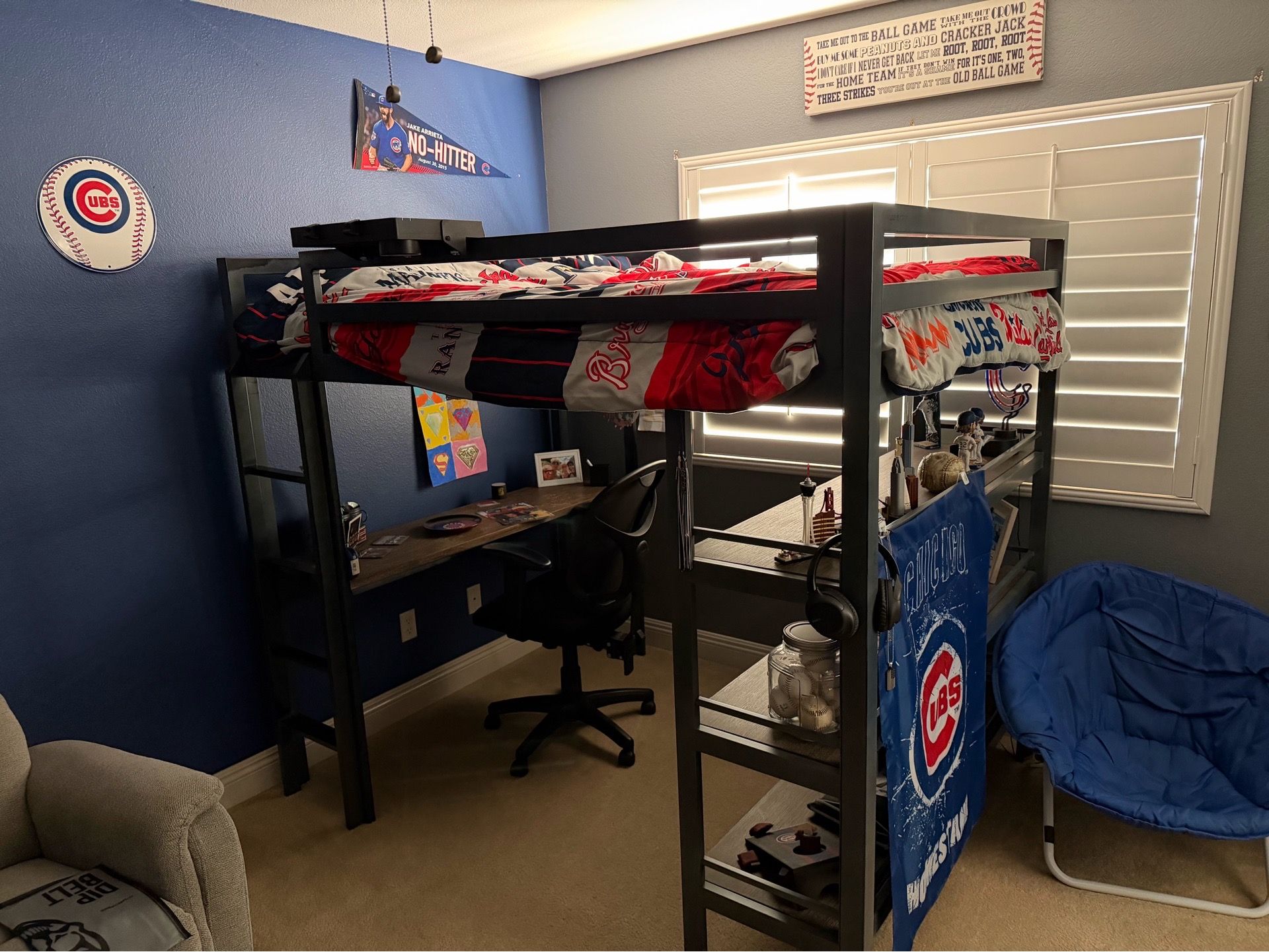 Loft Bed with desk and shelves