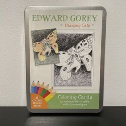 Edward Gorey Dancing Cats Coloring Cards NEW Color Pencils Art Pomegranate Kids