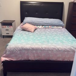 Dark Brown Queen Bed Frame With Headboard