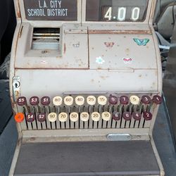 Vintage Cash Register National L.A. City High School District Cafeteria Machine