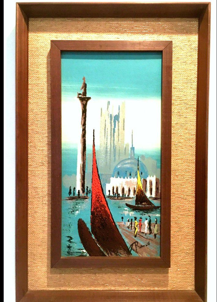 Mid-20th Century Original Oil On Canvas Board Painting By, Ranik