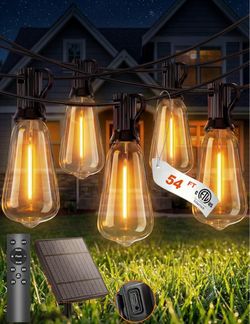Solar String Lights Outdoor Waterproof 54FT Patio Lights Solar Powered