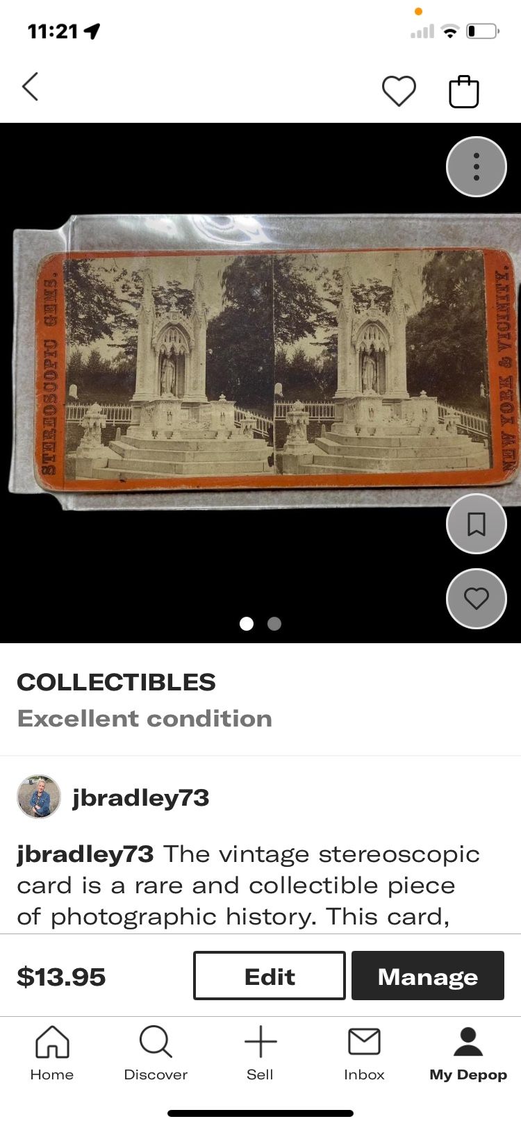 Vintage Stereoscopic Card/ Green-Wood Cemetery Chapel