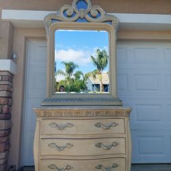 Marble Top Dresser And Mirror