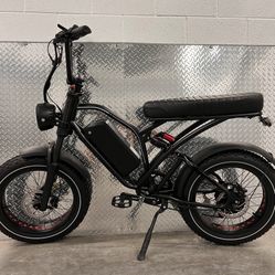 1000 Watt Electric Chopper Retro/70’s Style Ebike Hydraulic Brakes (Full Suspension) 25ah Battery (Black-or-Green)