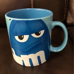 M&M Blue Peanut Large Jumbo Coffee Mug Cup Character Face 4.25" Tall