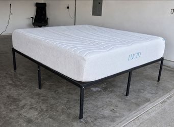 King Lucid 14" Gel Memory Foam Mattress and Metal Platform Bed Frame