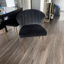 Euclid Modern Velvet Dining Chair 4 Plus Black glass Dining Room Table
