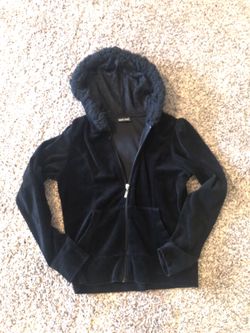Wet seal brand jacket in velour black hoodie