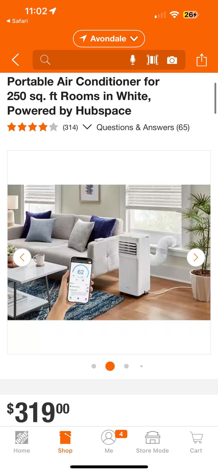 Vissani 6,000 (DOE) BTU 115-Volt Portable Air Conditioner for 250 sq. ft Rooms in White, Powered by Hubspace