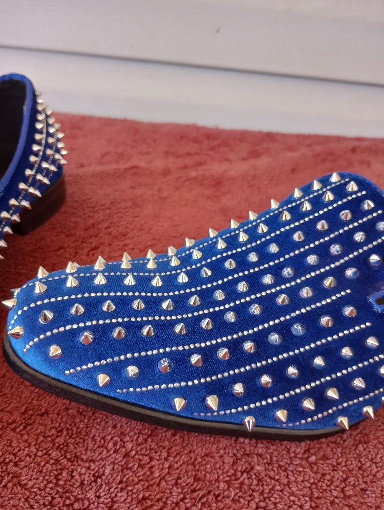 AM [After Midnight] Harvie Exclusive Smoker Shoe Velvet With Spikes Slip On BLUE AM [After Midnight] Harvie Exclusive Smoker Shoe Velvet With  main image 4