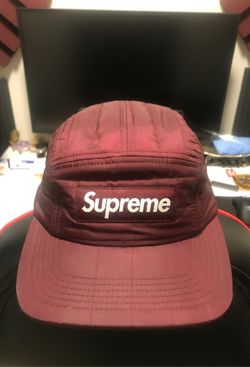 Supreme 5 panel burgundy hat adjustable