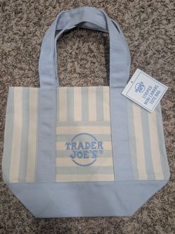 Light blue striped mini Trader Joe's Tote Bag!