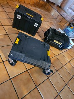 Dewalt TSTAK Stacked Stackable Rolling On Wheels Mobile Tool Box Toolbox Cart Chest Tote Bag