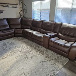 Montana Brown Leather Power Zero Gravity Sectional Sofa