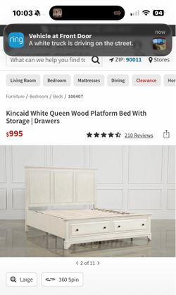 Living Spaces Kincaid queen size Bed frame And Night Stand