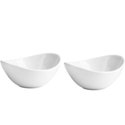 Serving Bowl Set, Porcelain Serving Dishes Set for Fruit, Salad, Candy, Snacks, Set of 2, White