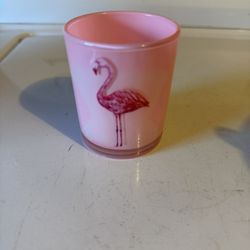 Brand New Glass, Pink Flamingo Candle Holder