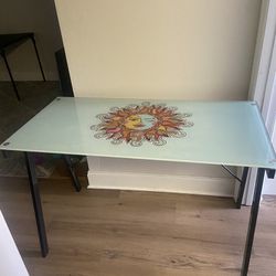 Tempered Glass Desk With Chair 