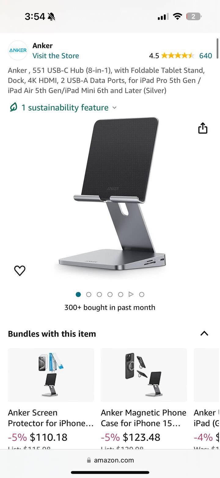 Anker 551 USB-C Hub (8-in-1), with Foldable Tablet Stand, Dock, 4K HDMI, 2 USB-A Data Ports