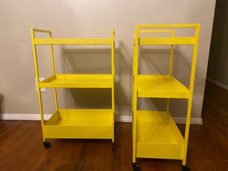 Yellow Metal 3-Tier Rolling Storage Cart – Set of 2