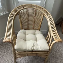 Rattan Arm Chair & Cushion.