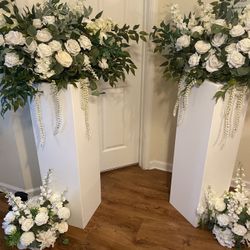 White Display Pedestal Stands (2)