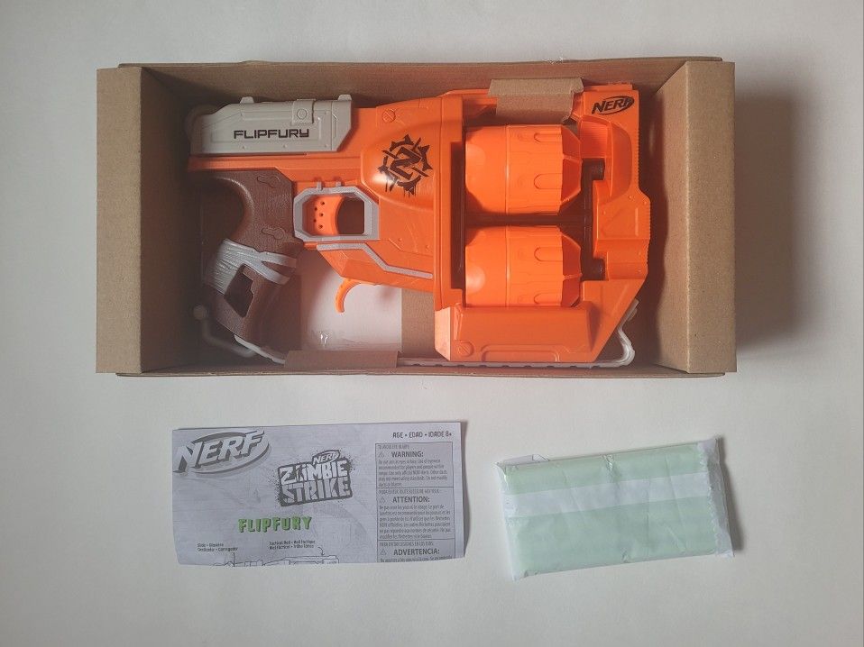 Nerf Gun Zombie Strike FlipFury Blaster NEW with Foam Darts