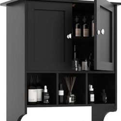 Newly Assembled Bathroom Wall Cabinet with 2 Door Toilet Storage Wall Mounted Medicine Cabinets