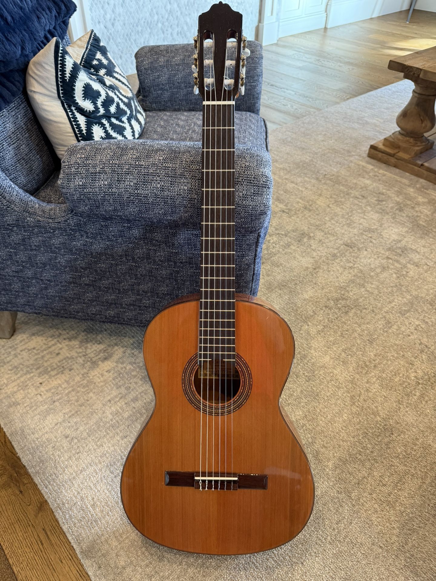 Vintage Esteve Classical Guitar, natural brown wood