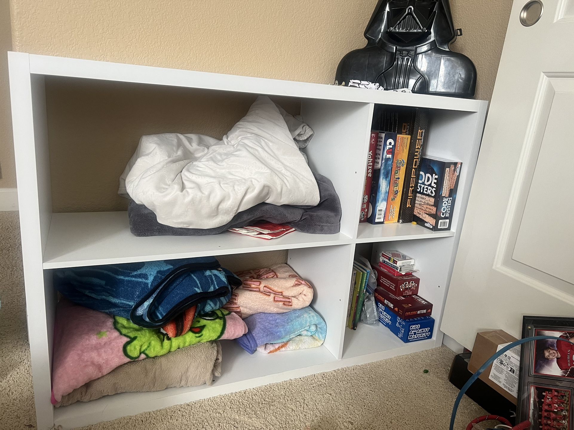 WHITE CUBE BOOKSHELF 4 CUBBY STORAGE