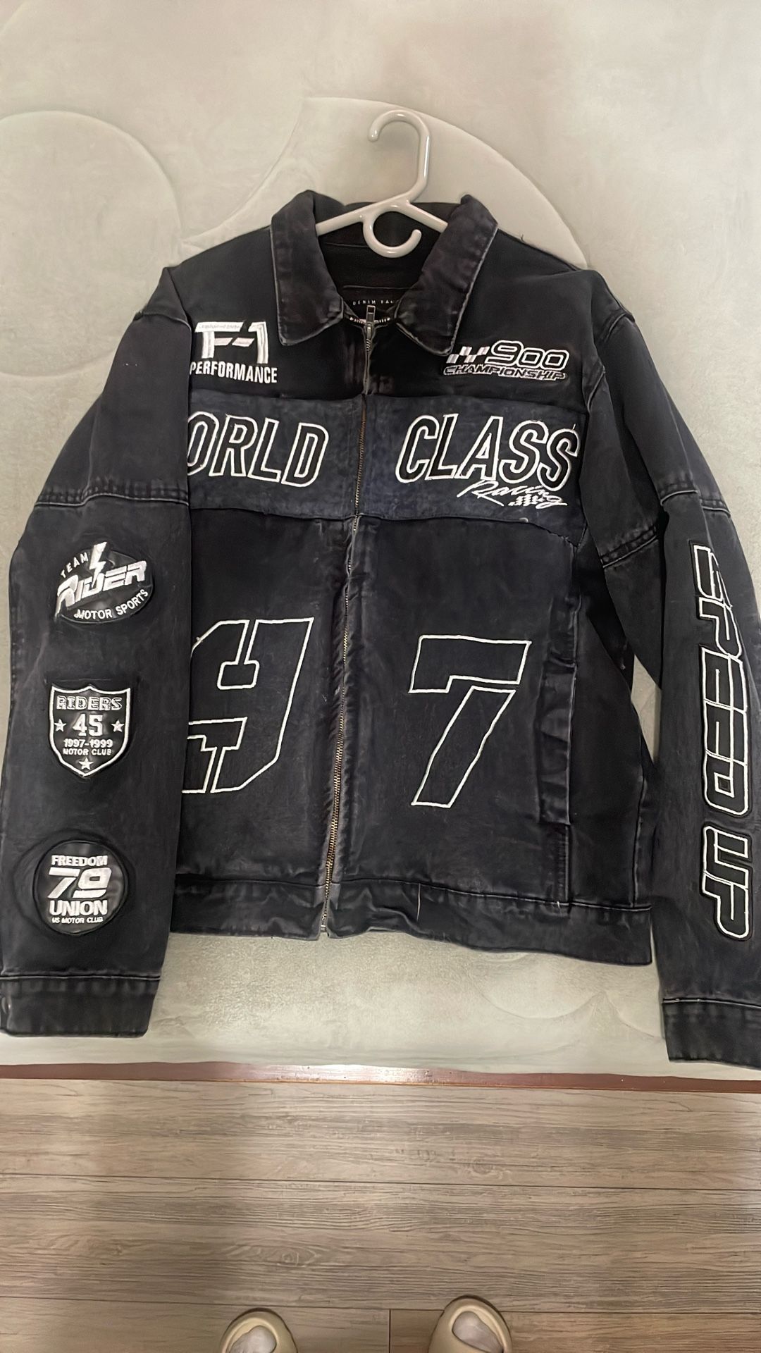 Denim racing jacket