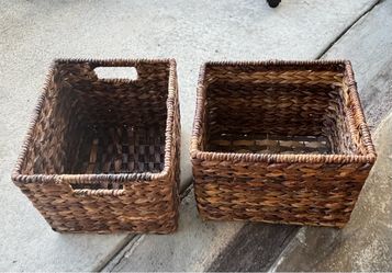 Two square wicker baskets