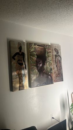 African Woman 3-Piece Canvas Wall Art Set