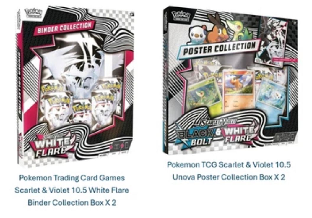 Pokemon Black Bolt And White Flare Preorder 2 White Flare Binder Collections And 2 Poster Collections