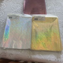 HOLOGRAPHIC SPARKLE GLITTER SHEETS . 2 SHEETS  20”. X  30”  10 RED , 12 SILVER 21 GOLD AT  $1.00. FOR SALE IN MÍA BEACH, FLA