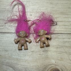 Pair of Pink Haired Troll Doll Earrings
