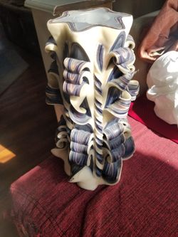 12 inch tall decorative candle color blue