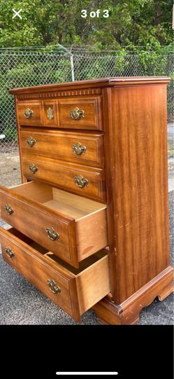 Bassett solid wood tall chest with big drawers