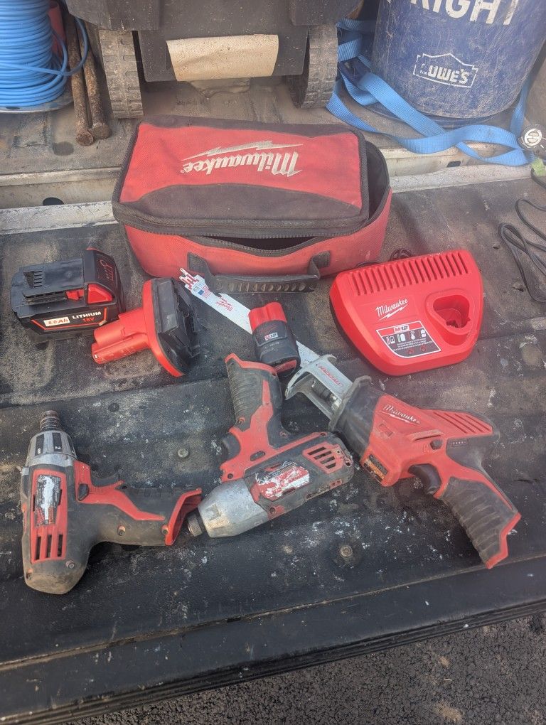 Milwaukee M12 Hacksaw and Drill