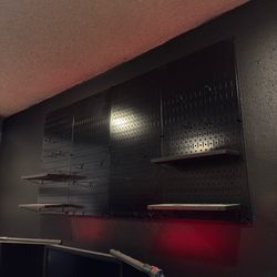 Metal Pegboards, Shelves, and Hooks