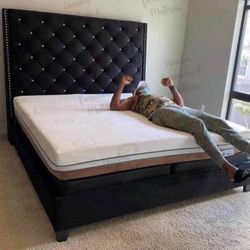 New Black Tall Bed Frame-mattress Not Included