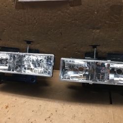 Fit 88-98 Chevy GMC C0 C/K 15/25/3500 Silverado Tahoe Headlight Pair 
