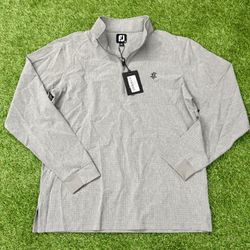 FootJoy Tonal Print Woven 1/4 Zip Midlayer Small Gray | R Elk Antler Logo | NEW