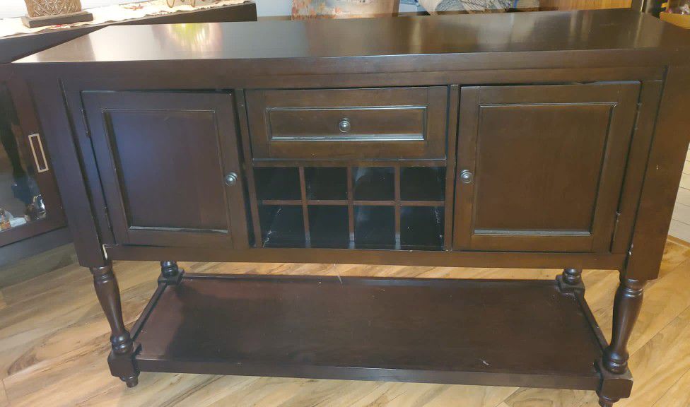 8 Rack Wine Bar With 2drawers 2 Double Side Drawers For storage Wood
