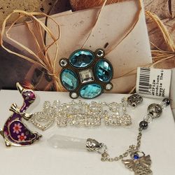 LOT OF BROOCH, PENDANT AND NEW  QUARTZ PENDULUMS
