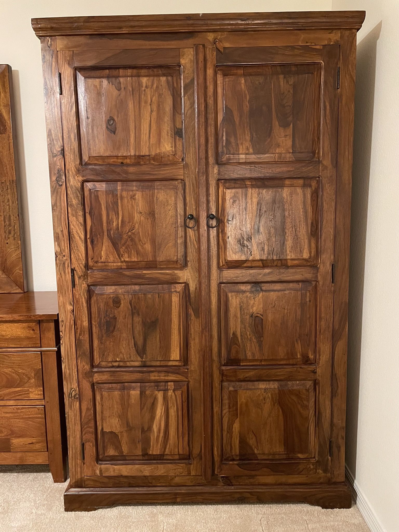 Solid Wood Brown Wardrobe/Armoire